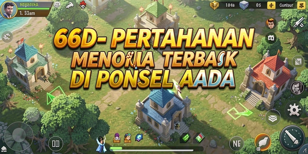 Tangkapan layar 66D menampilkan aksi menara pertahanan yang mendebarkan.