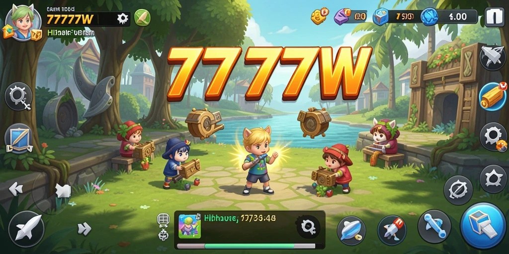Screenshot gameplay 7777W menunjukkan aksi Idle yang seru dan interaktif.