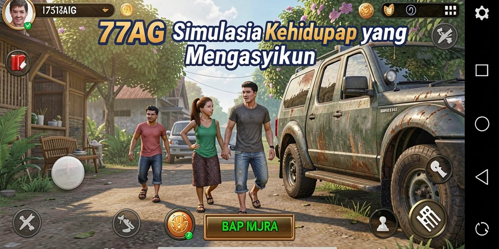 Tangkapan layar permainan 77AG menampilkan momen seru dalam simulasi kehidupan.