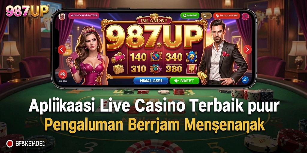 Screenshot gameplay 987UP dengan dealer langsung dan atmosfer kasino yang nyata.