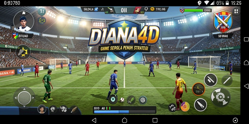Tangkapan layar DIANA4D menampilkan aksi sepak bola yang mendebarkan.