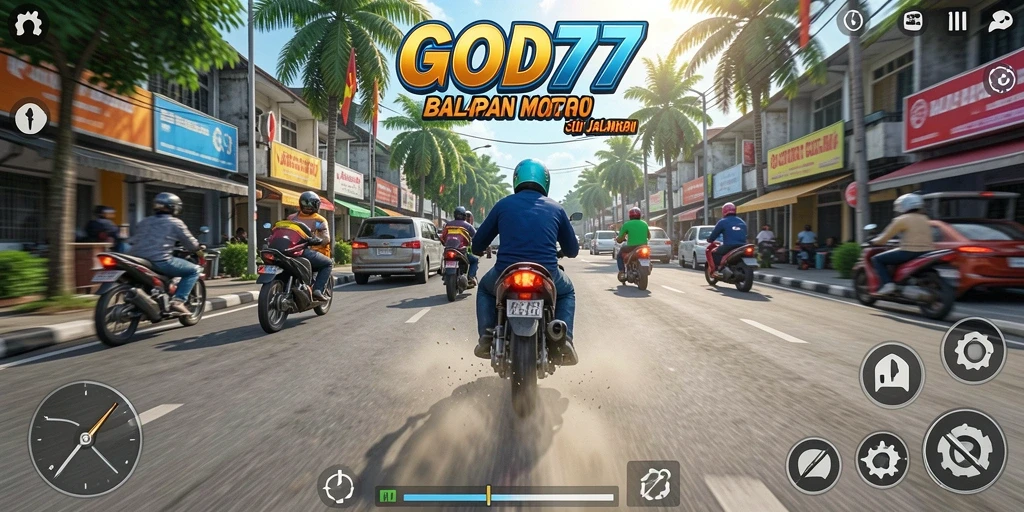 Tampilan gameplay seru dengan balapan motor yang mendebarkan.