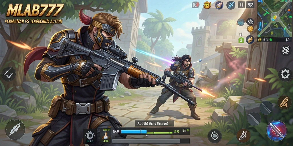 Tampilan utama gameplay <strong>MLBB777</strong> yang menegangkan dan seru di dunia FPS.