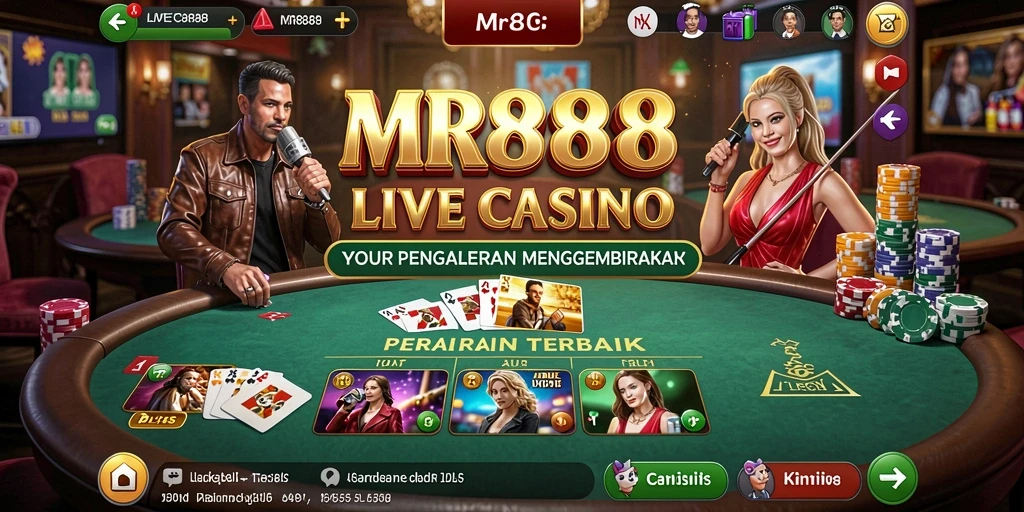 Tampilan gameplay Live Casino MR888 yang mendebarkan dan interaktif.