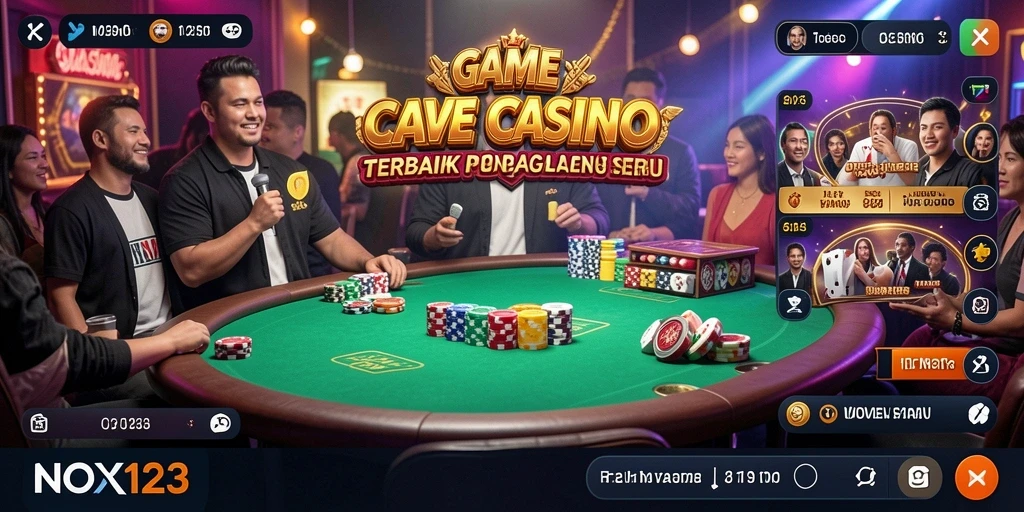 Screenshot NOX123 menampilkan dealer langsung yang berinteraksi dengan pemain di permainan Live Casino.