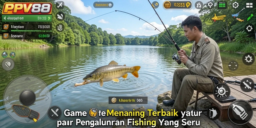 Screenshot gameplay PPV88 dengan aksi memancing yang mendebarkan.