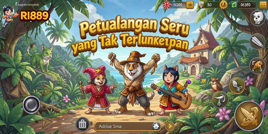 Screenshot utama gameplay petualangan RI889 yang mendebarkan.