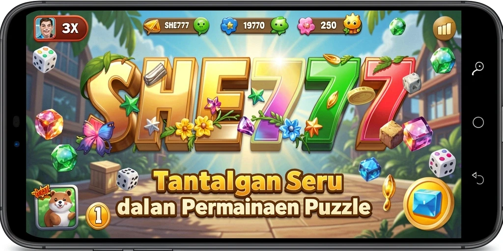 Gameplay seru dalam SHE777 dengan berbagai tantangan Puzzle.