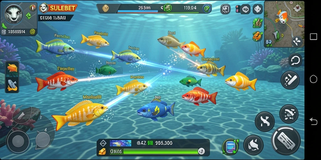 Tampilan gameplay SULEBET dengan aksi menembak ikan yang seru.