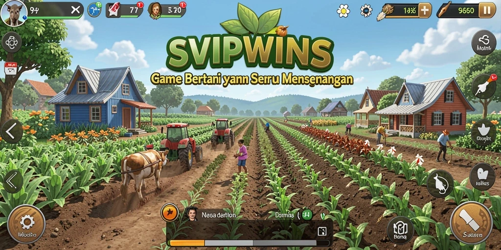 Tampilan gameplay <strong>SVIPWINS</strong> dengan aktivitas bertani yang seru.